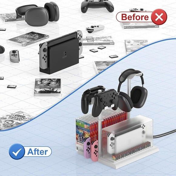 Switch Storage with Controller and Headphone Holder for Nintendo Switc - Picture 8 of 9